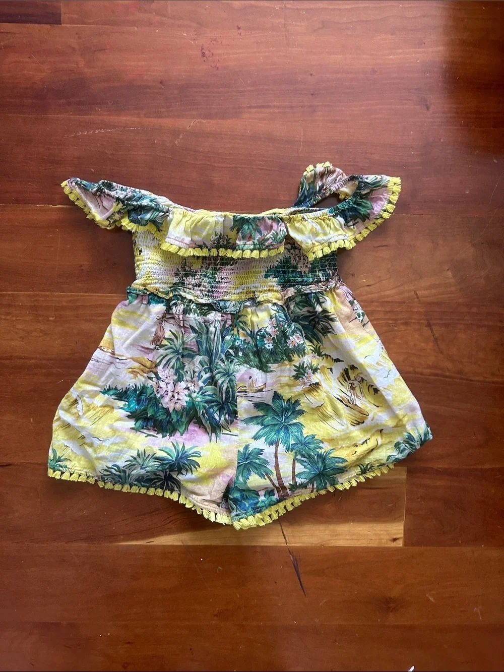 Zimmermann Yellow Tropical Off-Shoulder Romper